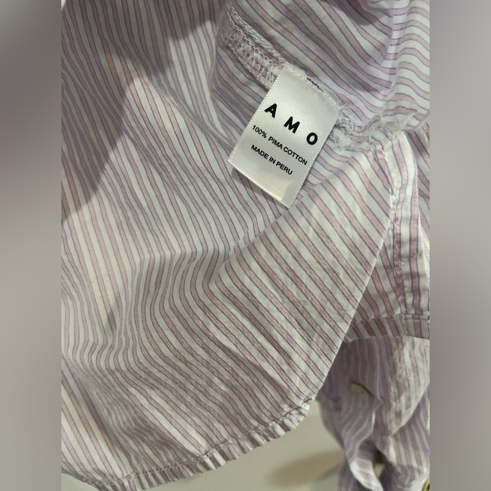 AMO DENIM
RUTH LAVENDER STRIPE CROP OVERSIZED COLLARD SHIRT - BLUSHING XS - Picture 7 of 9